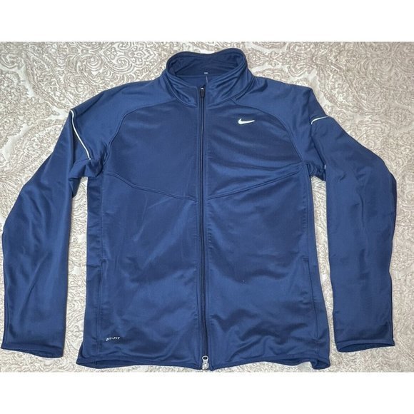 Nike Jackets & Coats Nike Dri Fit Large Navy Blue Running Jacket